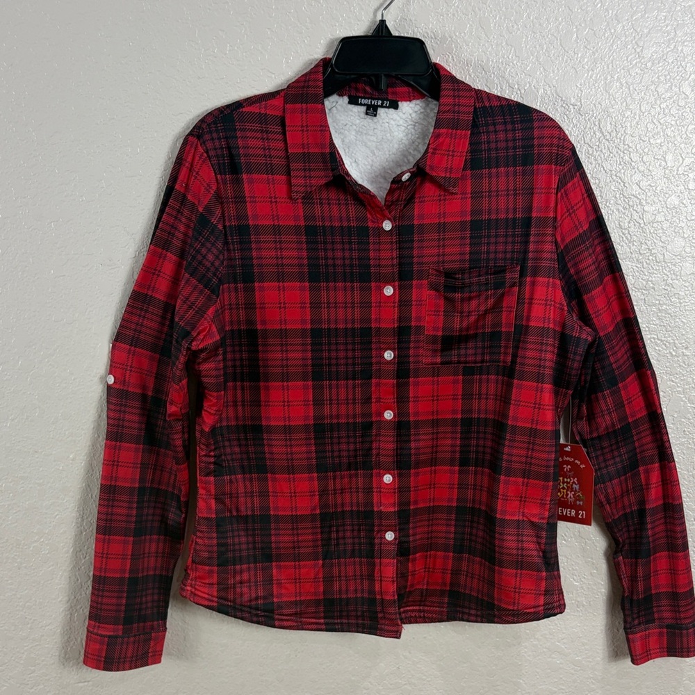 Forever 21 Red and Black Plaid Shirt